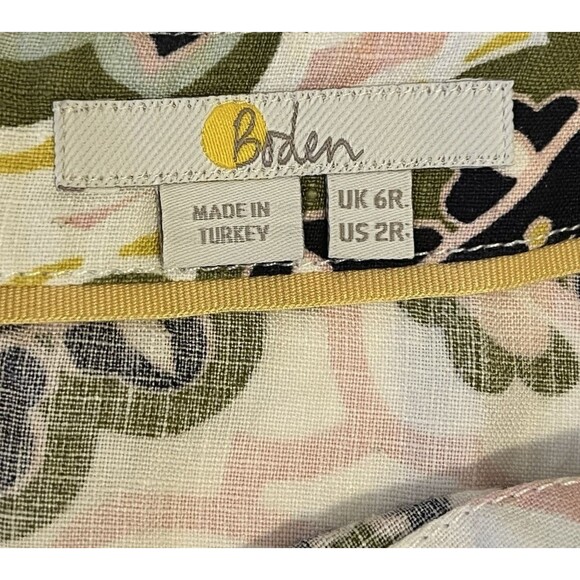 BODEN Laurie 100% Linen Paisley Print Shift Dress 3/4 Sleeve Pockets Preppy 2R - Picture 7 of 10